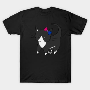 Bisexual Pride Tuxedo Kitty Ear Bow T-Shirt